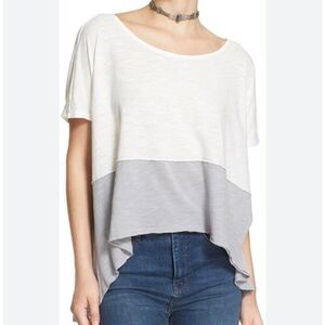 We The People Women's Ivory & Gray Cotton/Modal Knit Top NEW NWT